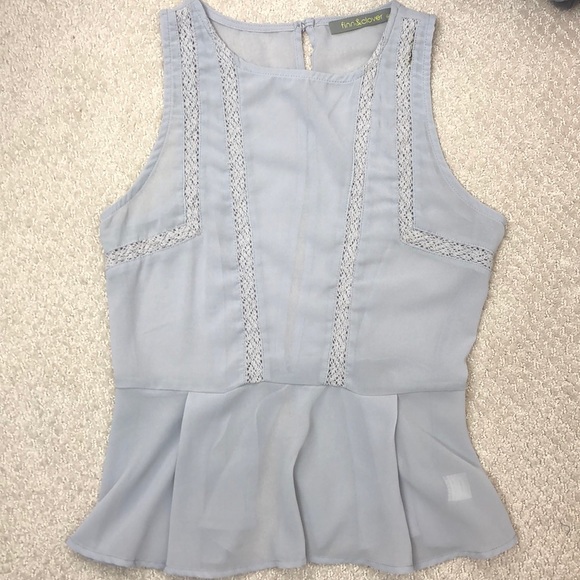 Finn & Clover Gray Sheer Open Back Peplum Top Size S - Picture 9 of 9